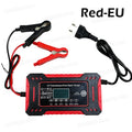 14.6V 6A LiFePO4 Battery Charger LCD Display 12V 6A Max Smart Pulse Repair Battery Charger For Car Moto Lead Acid AGM Batteries Oasis Select Red-EU