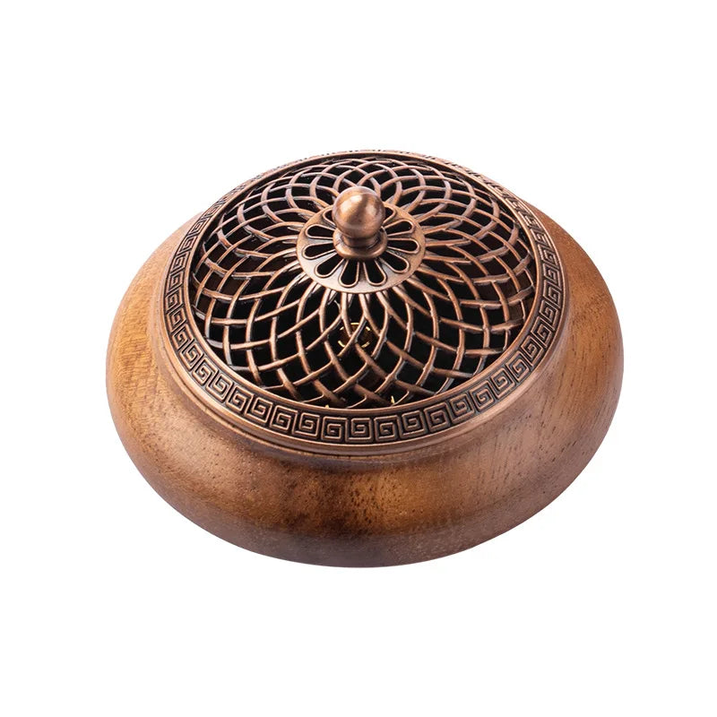 Walnut Wood Solid Wood Incense Burner Chinese-style Retro Household Incense Burner Base Creative Sinking Incense Burner Oasis Select