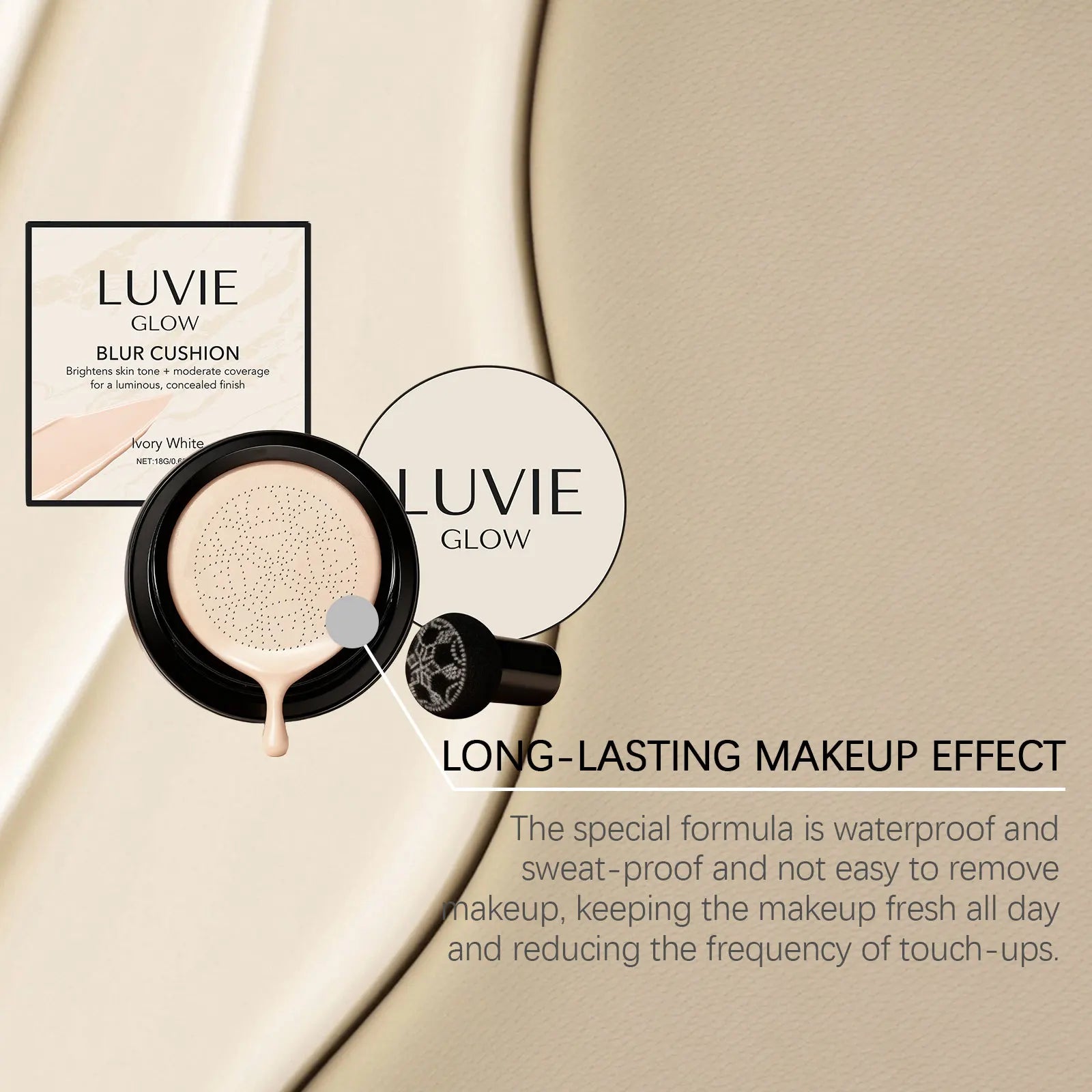 Long-Lasting Air Cushion Foundation Natural Coverage Blemishes Smooth Brightening Skin Oil Control Sweatproof Facial Base Makeup Oasis Select