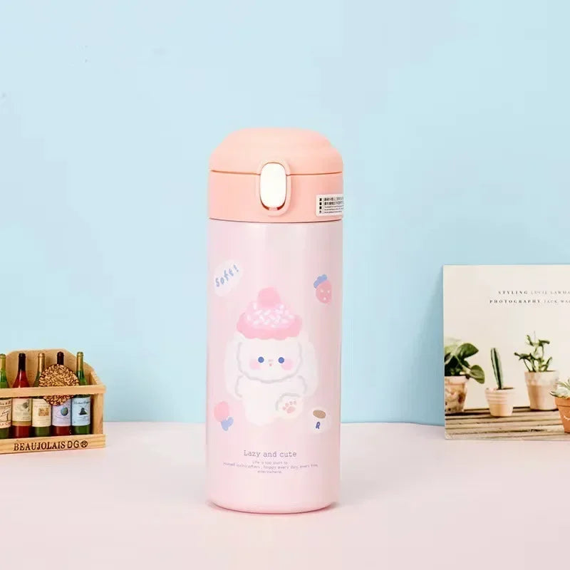 380ML Thermos Vacuum Flask Cute Cartoon 304 Stainless Steel Thermal Water Bottle Insulated Straw Cups Tumbler Drinkware Oasis Select 380ml Pink