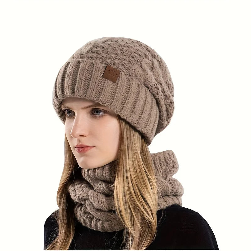 1pc Thickened Winter Hat and Scarf Set, Ear Protection Beanie & Shawl for Men Women, Unisex Couple Cold Weather Gear,Christmas Oasis Select