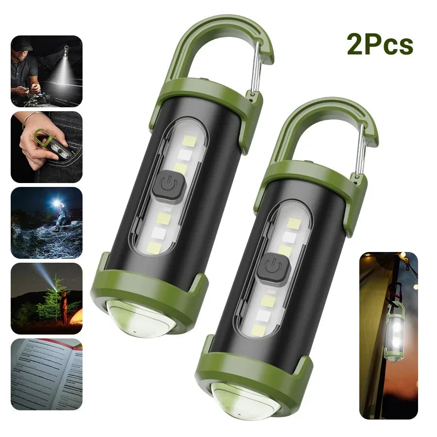 Mini Keychain Lamp Keychain Pocket Torch USB Rechargeable LED Light Flashlight Lamp Waterproof Keychain Light 1/2PCs Oasis Select StyleA 2PCs