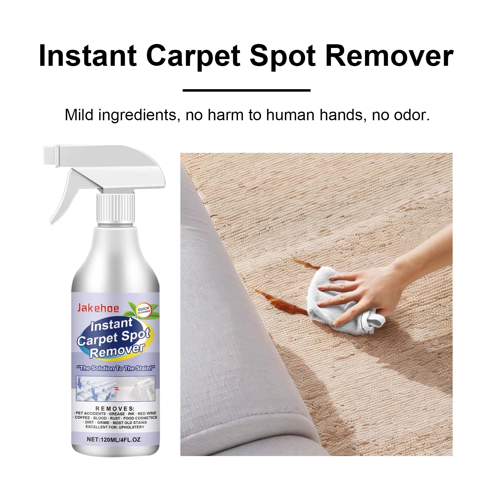 JAKEHOE Carpet Spot Remover – Stain & Odor Cleaner 120ml Carpet Stain Remover Oasis Select