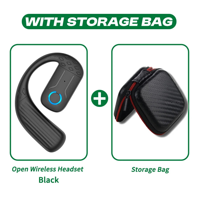 Wireless Bluetooth 5.4 Earphone 180° Rotation Ear Hook HIFI Stereo With MIC HD Call Open Single Ear Headset For Game Music Sport Oasis Select Black With Bag