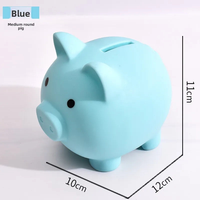 1pcs Shatterproof Golden Pig Coin Bank Rubber Piggy Bank Fortune Symbol for Kids Savings & Home Decoration Oasis Select Medium blue