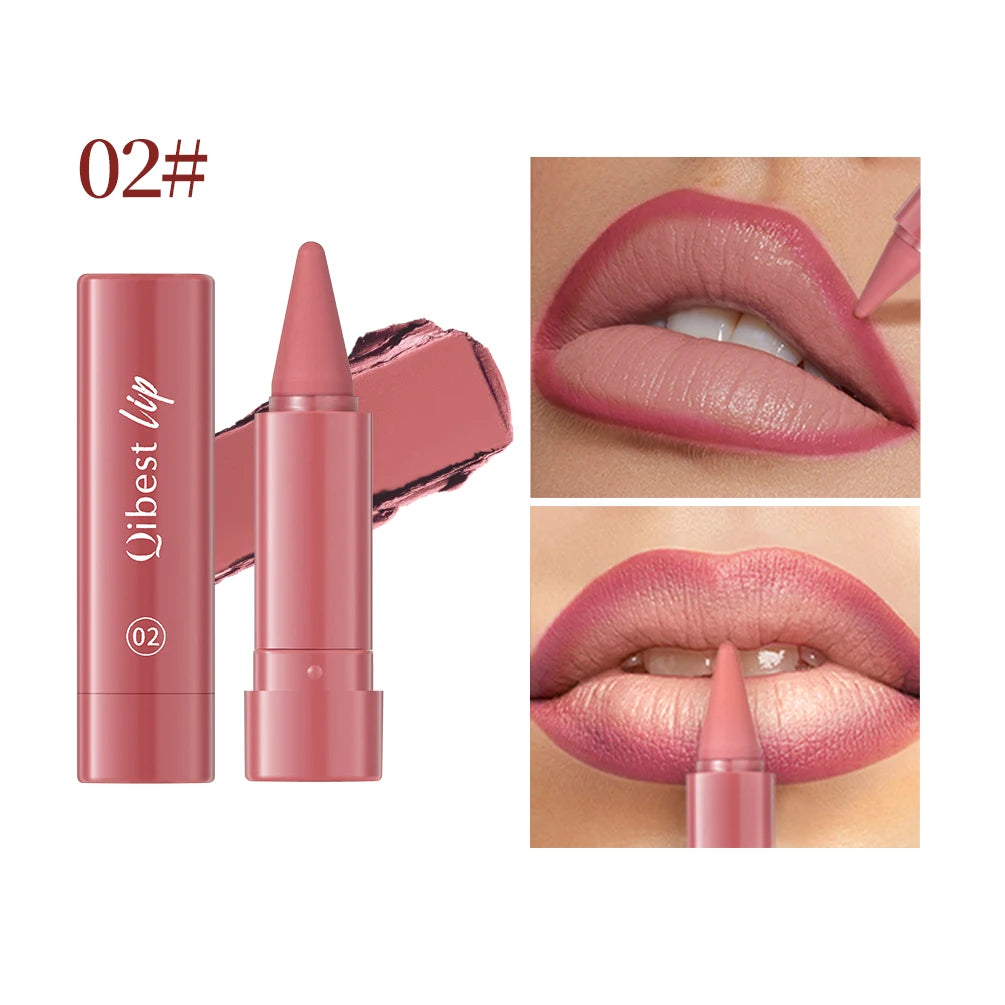 QIBEST Matte Lip Liner & Tint – Waterproof Nude Brown Contour
