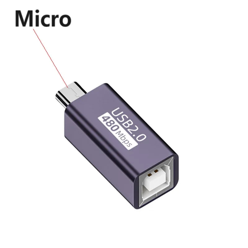 USB-A/Mini/Micro/Type-C to USB-B Female Adapter Connectors Mini Micro USB Type-c to Printer Female Scanner Adapter connector Oasis Select Micro usb Male
