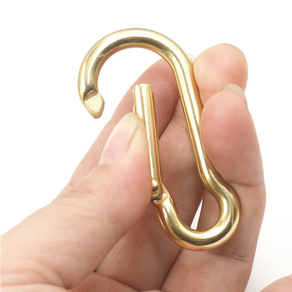 Solid Brass 60mm D-Ring Spring Snap Carabiner Keychain Clip