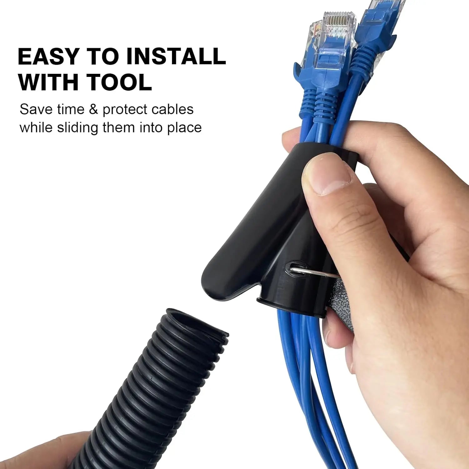 1- 1/4 inch Flame Retardant Split Wire Loom Tubing with Installation Tool - Flexible Wire Covers Cord Protectors Oasis Select