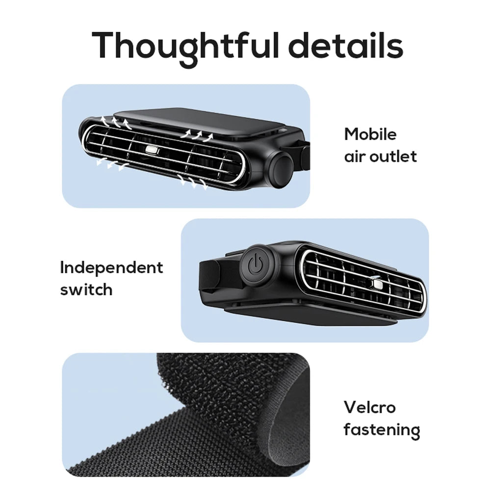  ﻿ Portable Car Seat Fan 3 Speeds Adjustable Car Rear Backrest Fan Electric Fan 5V/2A Air Conditioner Car Interior Accessories Oasis Select