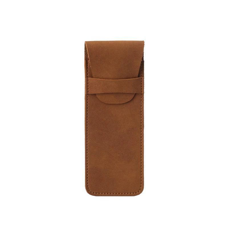 Vintage Leather Pen Case Pocket Pen Pouch Pen Sleeve Mini Stationery Organizer Bag For Students Office Women Men Business Travel Oasis Select Brown