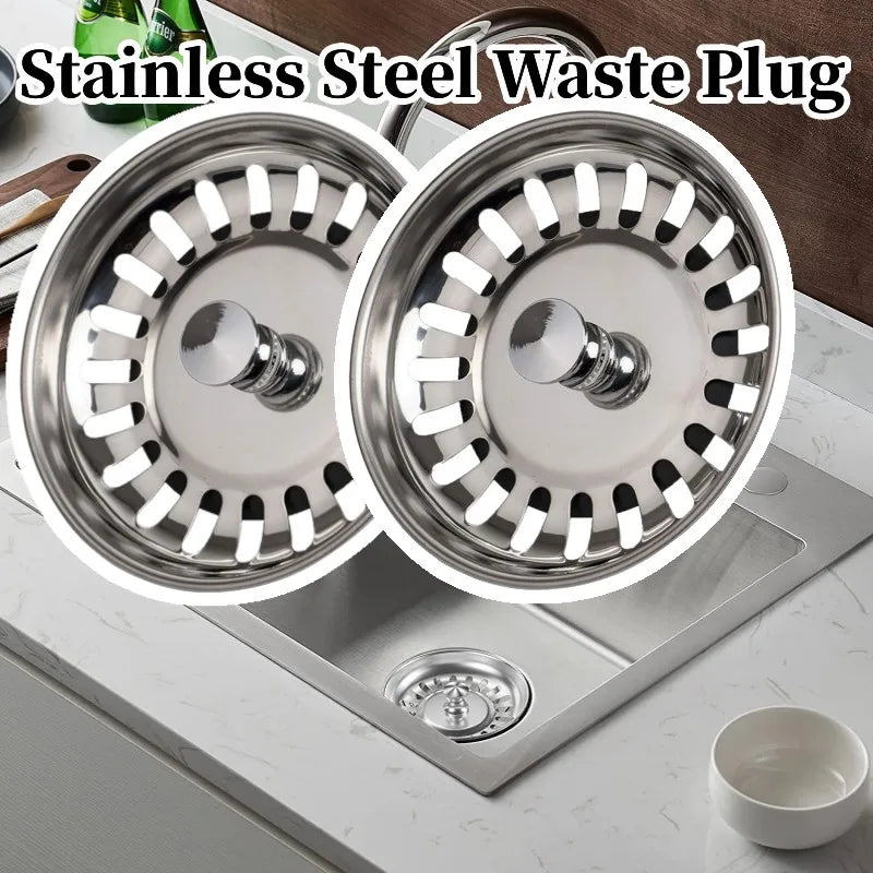 1 PCS Waste Plug Premium Kitchen Sink Strainer Replacement Basin Drain Filter Stainless Steel 80mm Sizes Fixing Pin Oasis Select