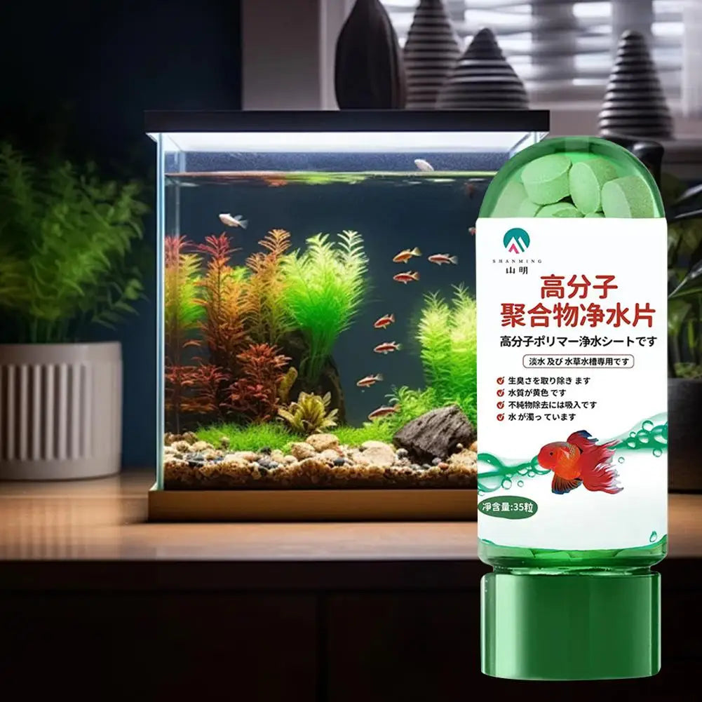 2pcs Water Purification Tablets Fish Bowl Water Cleaning Odor Remover Effective Algae Repellent Agent For Home Aquarium Fish Oasis Select