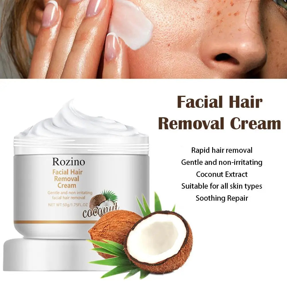 Facial Depilatory Cream, Coconut Hair Removal Cream for Upper Lip & Chin Gentle Non-Irritating Body Hair Removal Cream for Women Oasis Select