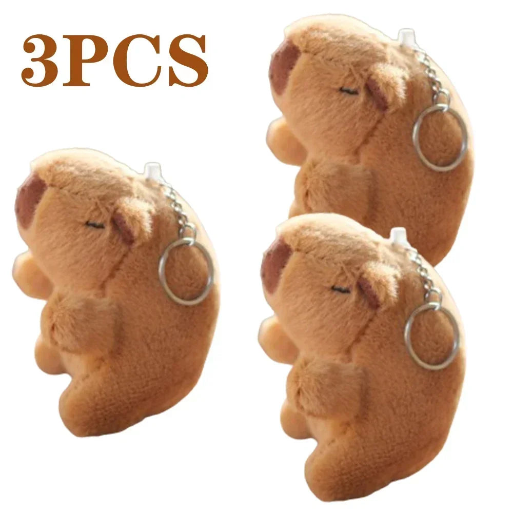 1-20PCS Cartoon Capybara Pendant Plush Toy Doll Bag Hanging Ornament Cute Kapila Keychain Doll Desktop Doll Ornament Car Pendant Oasis Select Naked-3PCS