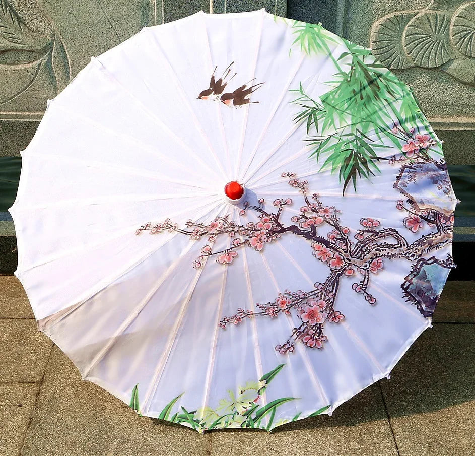 Oil-paper Fringe Rainproof Cloth Umbrella Ancient Props Hanfu Dance Umbrella Performance Classical Decorative Craft Umbrella Oasis Select 18 24K Bamboo