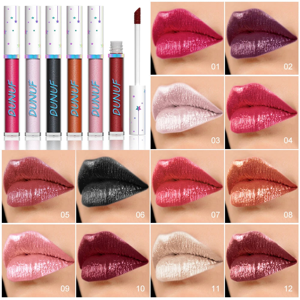 DUNUF 12 Lipstick Pearl Long-lasting Waterproof, non-bleach, non-stick cup lip gloss Oasis Select
