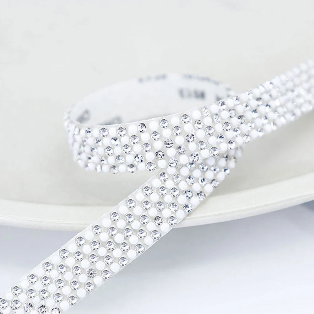 40cm Self Adhesive Artificial Pearl Rhinestone Sticker Crystal Diamond Ribbon DIY Decoration For Arts Crafts, Sewing, DIY Event Oasis Select
