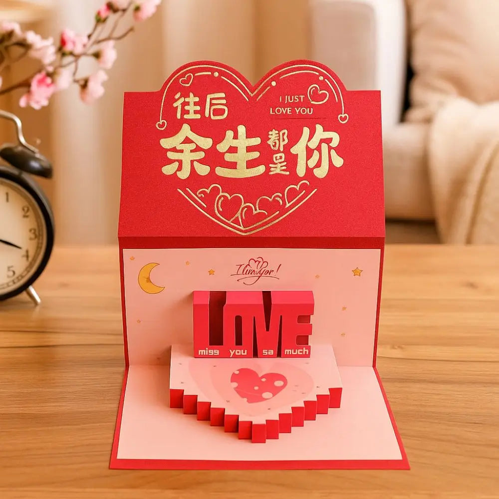6/10 Slots Birthday Red Envelope Wish Lucky 3D Folding Cake Greeting Card with Bowknot Paper Cash Gift Bag Spring Festival Oasis Select