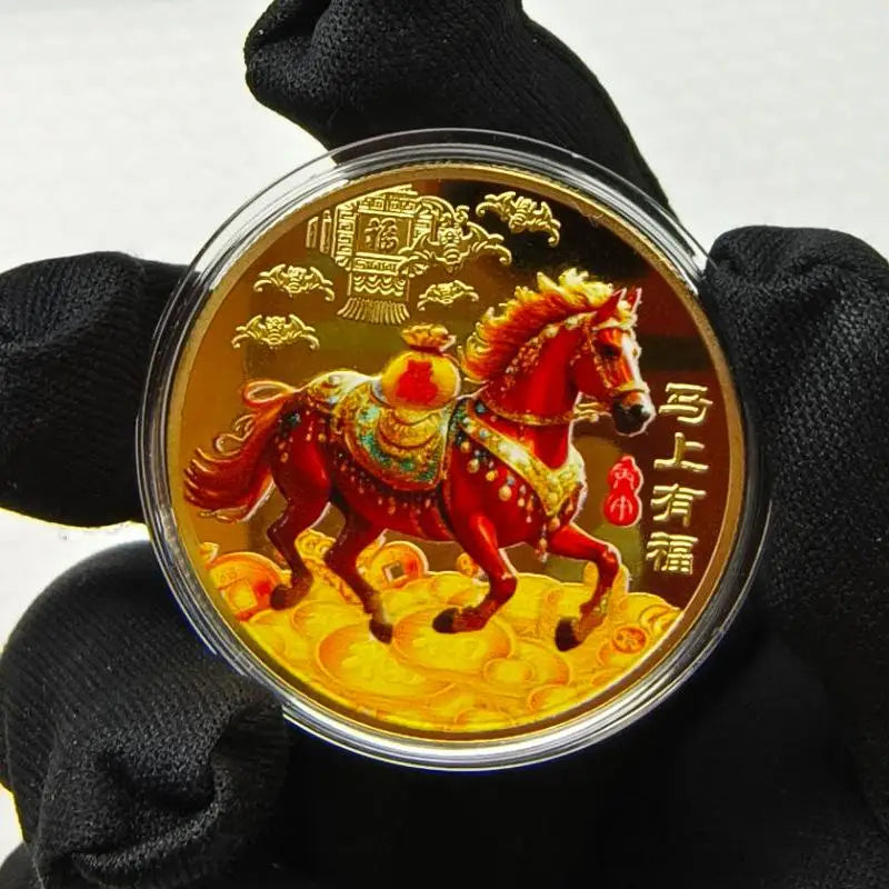 2026 Year Of The Horse Lucky Souvenir Coin Collectible Decoration Metal Crafts 40mm Zodiac Horse Commemorative Medal Event Gift Oasis Select A5