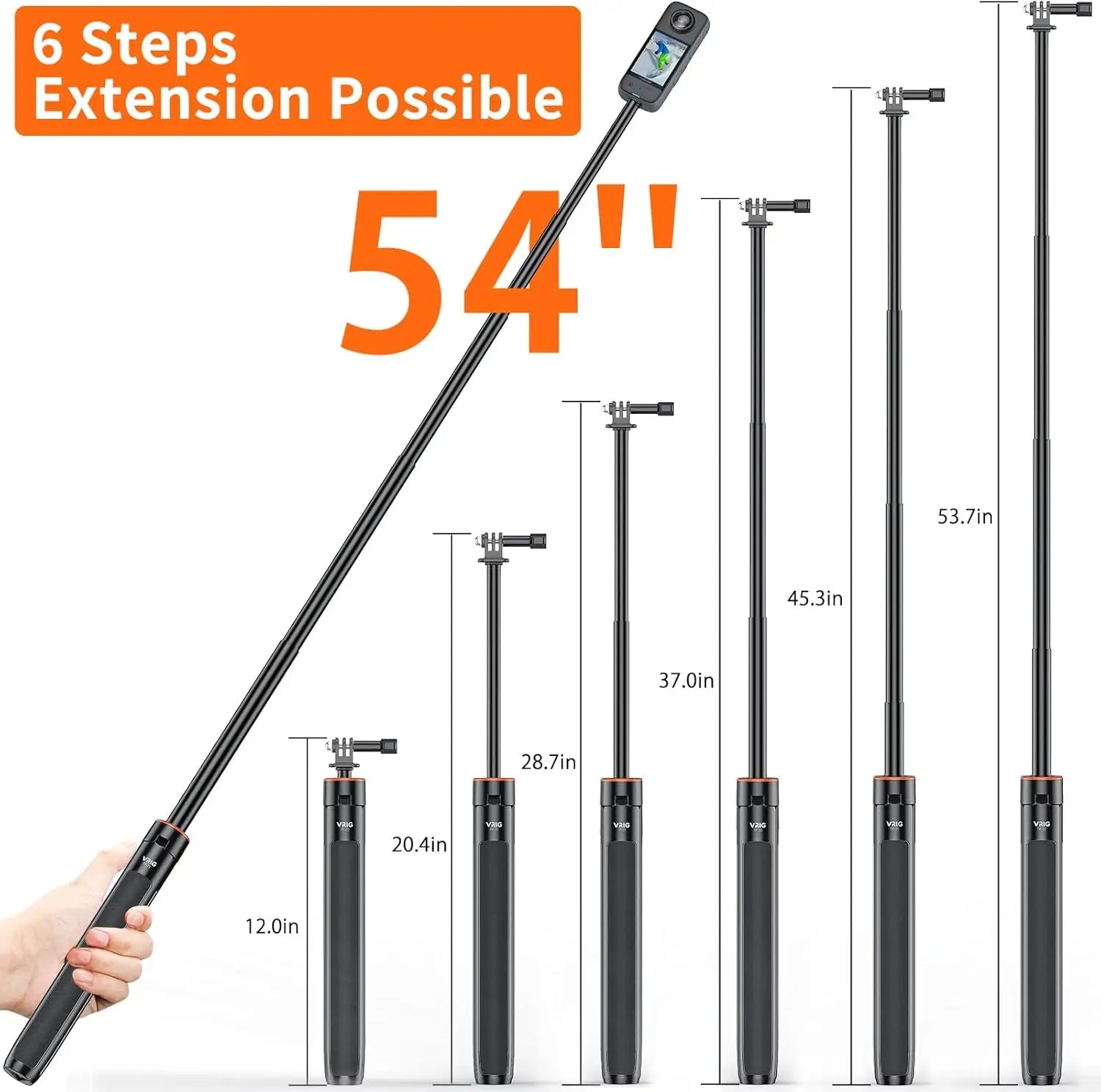 140cm Extendable Tripod Selfie Stick for Insta360 GoPro DJI