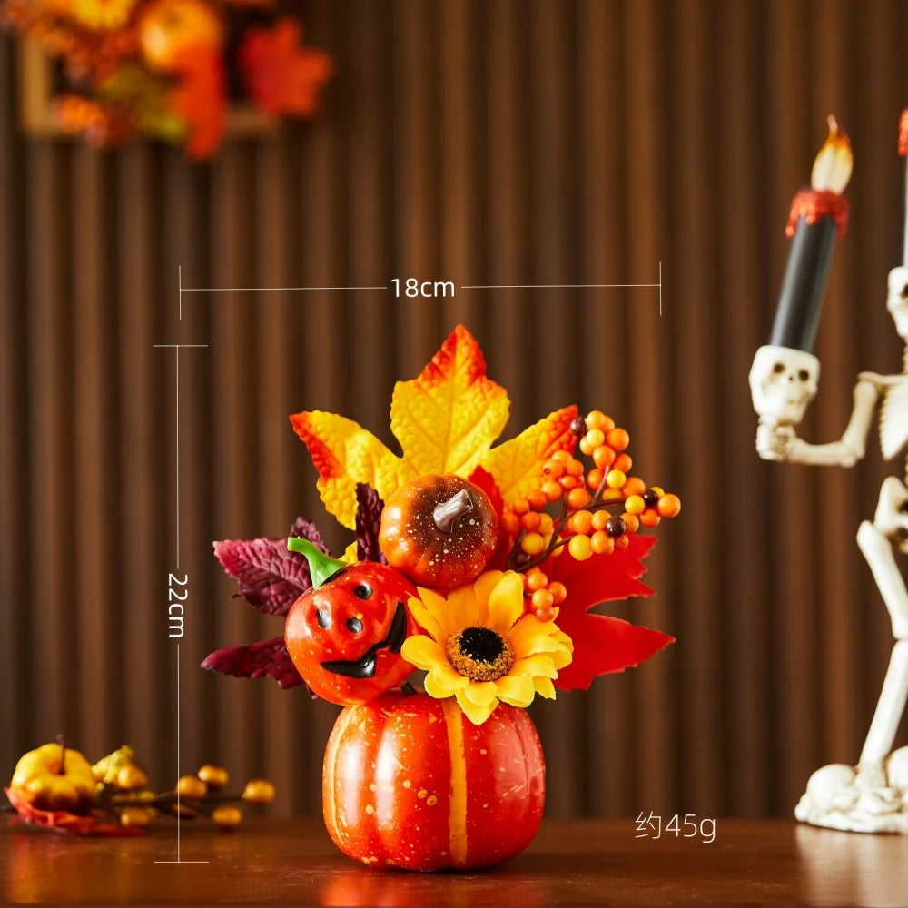1pc Halloween decorations Pumpkin ornaments Artificial pumpkin maple leavesAutumn Party Harvest Festival Autumn home décor props Oasis Select Style 8