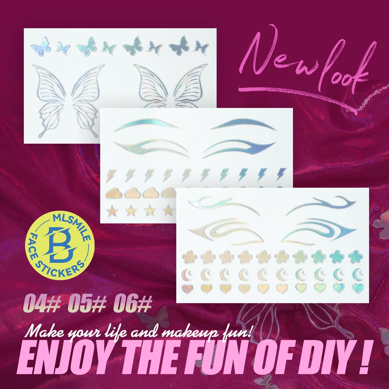 MLSMILE 3D Laser Face Stickers – Eye Makeup Temporary Tattoos