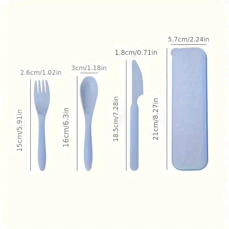 3In1 Portable Cutlery Set Reusable Home Travel Utensil Set Fork Spoon Knife with Box Dinnerware Set Picnic Camping Tableware Oasis Select