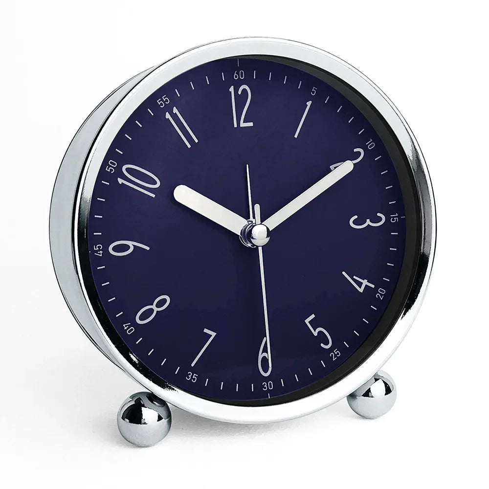 4-inch Metal Bedside Silent Alarm Clock Creative Fashion Simple Digital Alarm Clock Oasis Select Blue