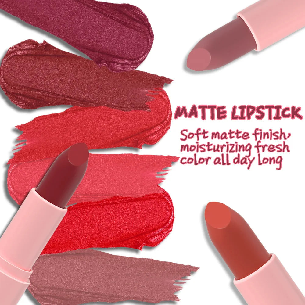 DUNUF 1 Pcs Matte Powder lipstick, Lasting 24 Hours Non-fading Waterproof Non-stick Easy to Color Lip Gloss Makeup Gift Oasis Select