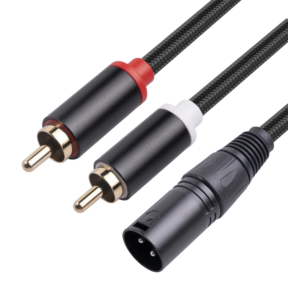 3-Pin XLR Male To 2-RCA Male Microphone Audio Cable Y Adapter Converter 1M 2M Canon Public To Double RCA Public Mixer Lotus Oasis Select