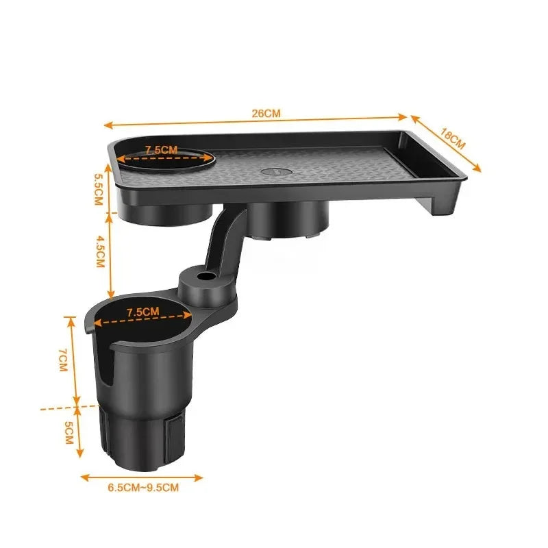 Universal Car Cup Holder Tray With Dual Cup Holder Organized Table Food Car Tray Portable Adjustable Drink Stand Oasis Select