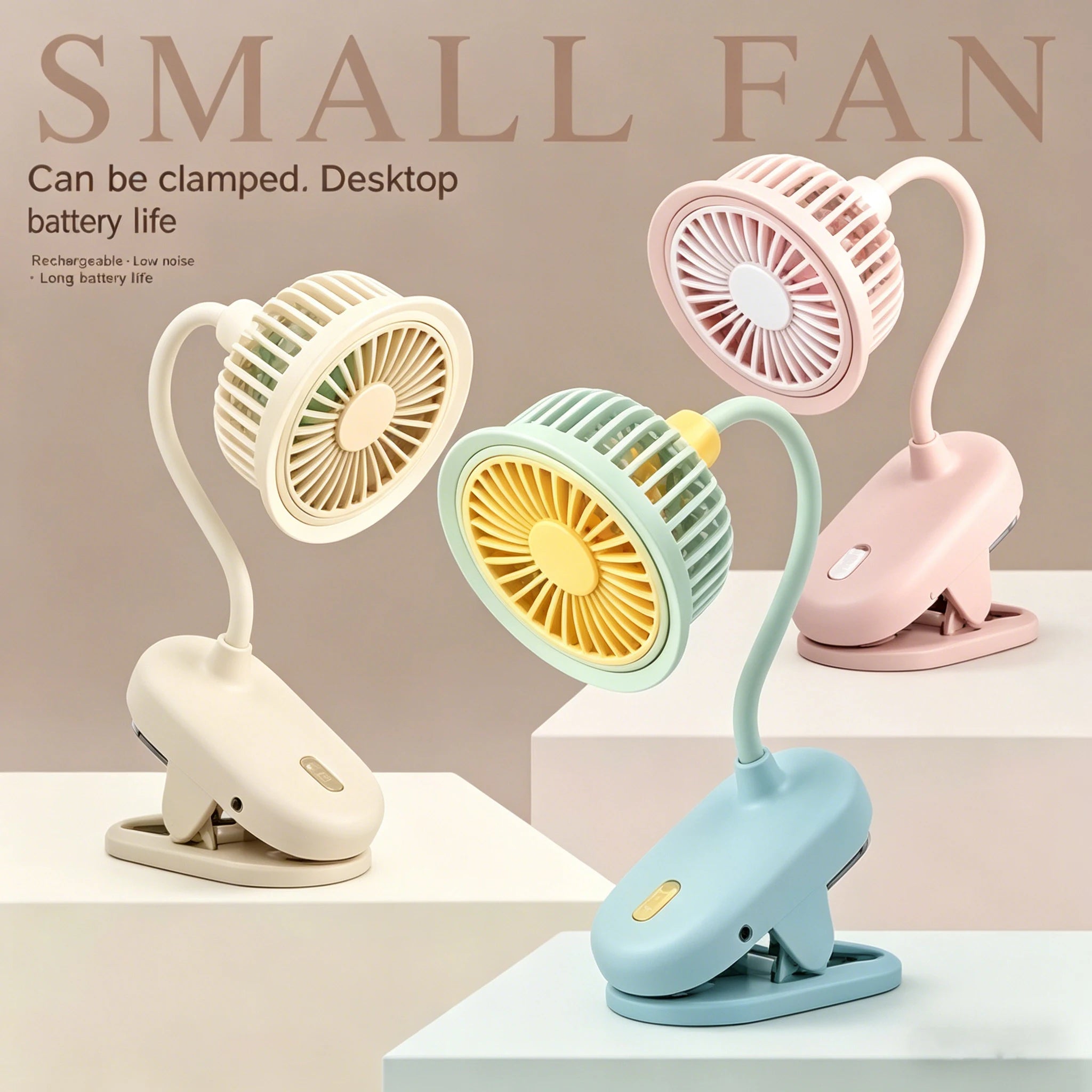 Clip-On Mini Fan 360° Flexible Neck | USB Rechargeable Quiet