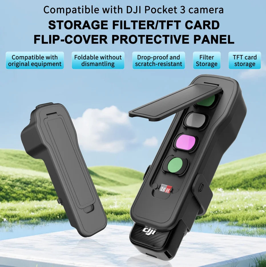 DJI Osmo Pocket 3 Flip Case with 4 Filter Slots & Lanyard