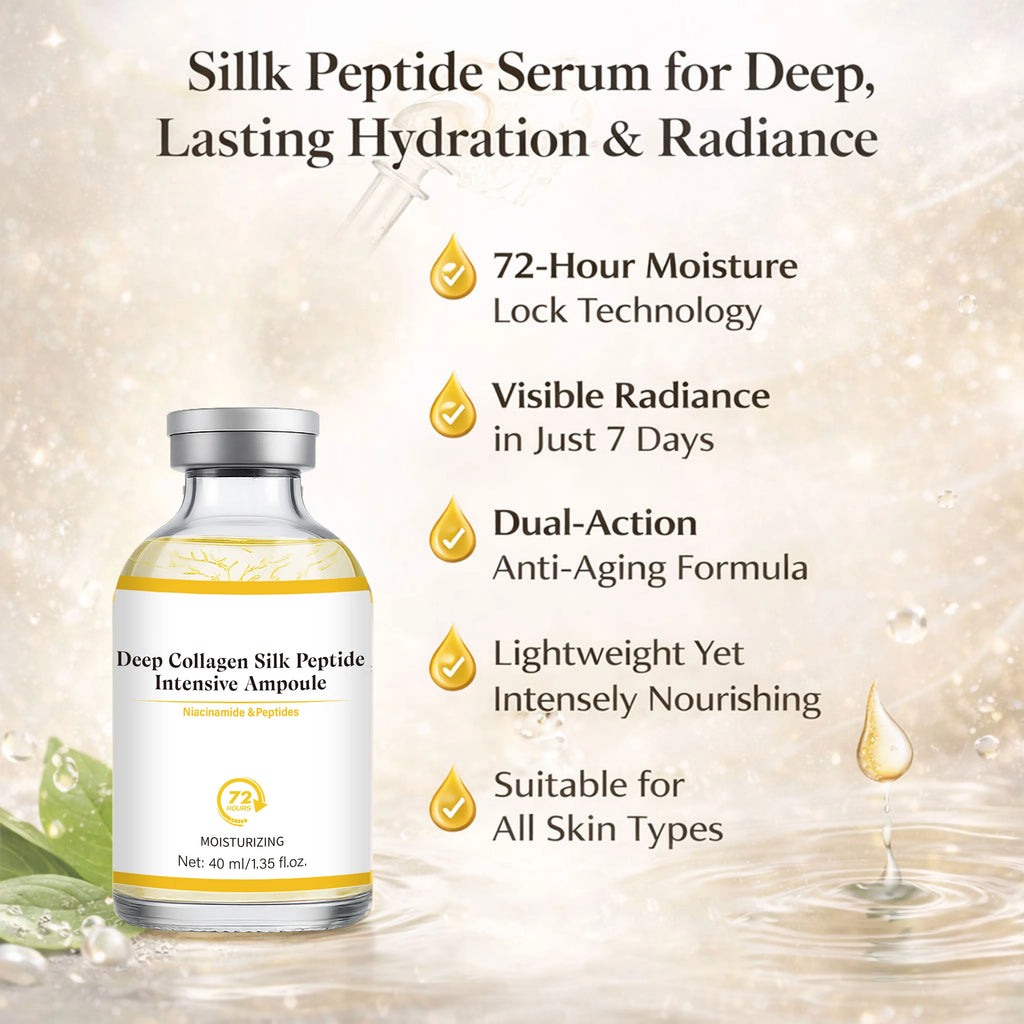 Deep Collagen Silk Peptide Intensive Ampoule Face-Lift Serum with Peptides & Deep Collagen Plumping, Smooth, Korean Skincare Oasis Select