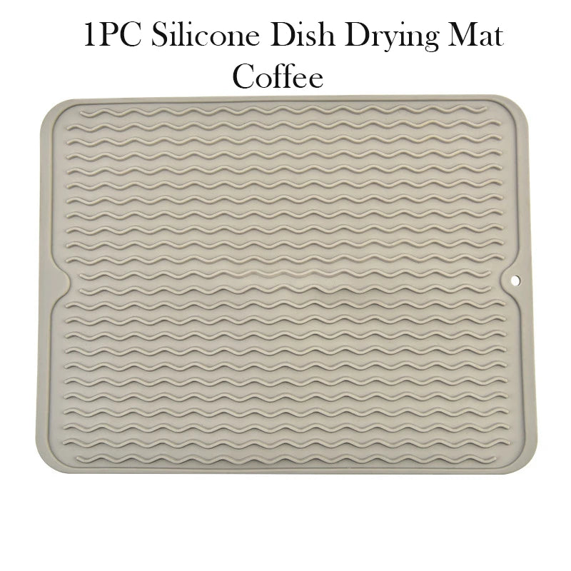 Silicone Dish Drying Mat Protector Sink Mat Table Kitchen Home Anti Slip Drying Dishes Drain Mat Heat Resistant Kitchen Sink Mat Oasis Select 1pc coffee 40x30CM Strip