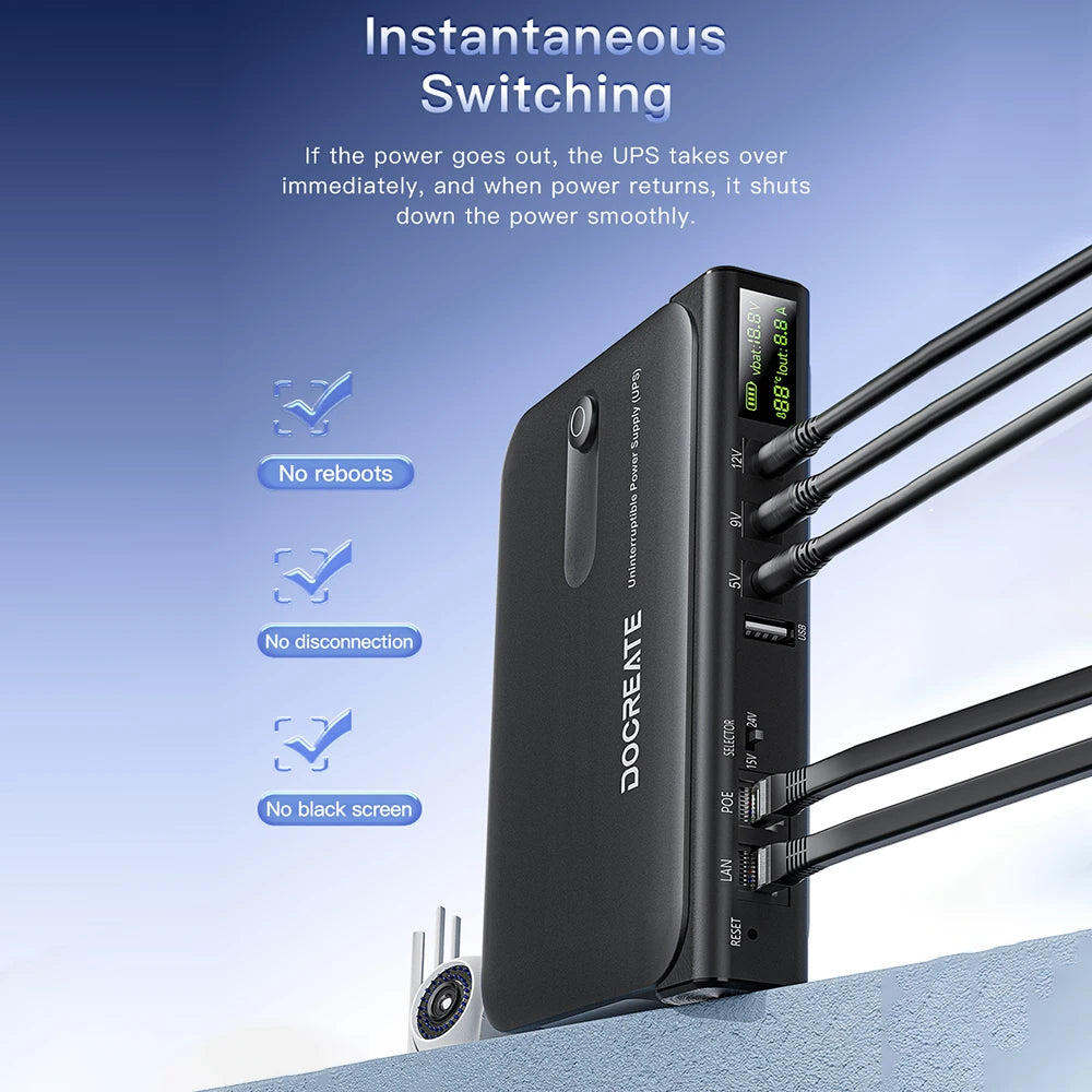 DC1036L 36W Digital UPS Uninterruptible Power Supply Box 5V/9V/12V/15V/24V Multi-Output for Router Home Devices-without Battery Oasis Select