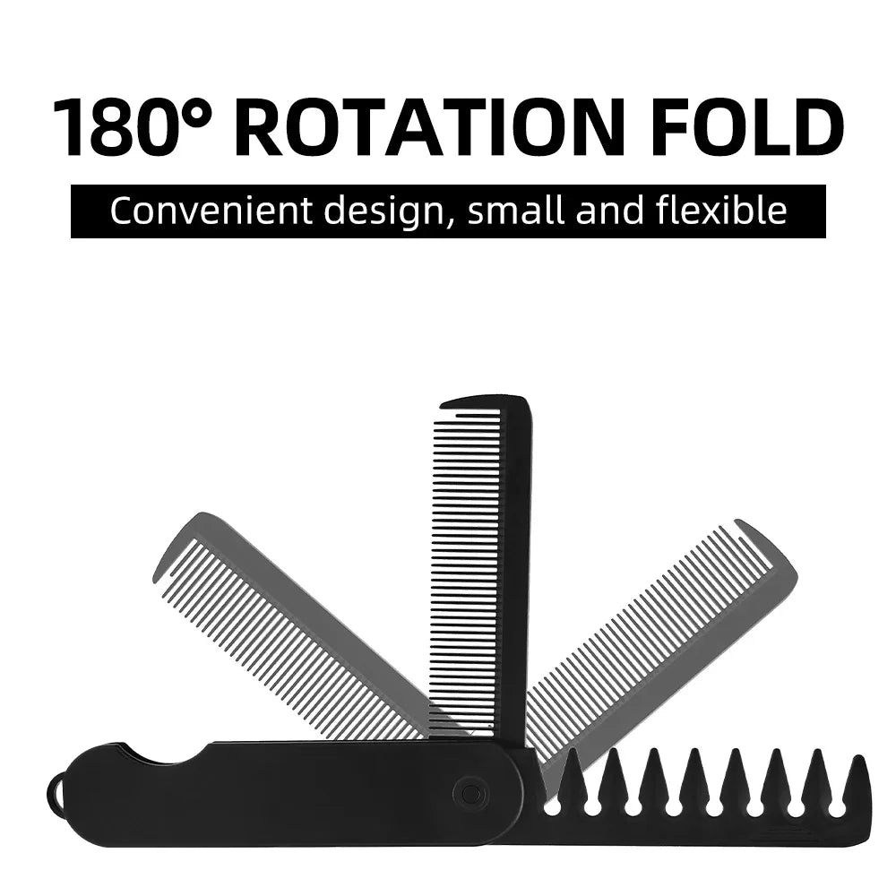 Barber Hair Clipper Folding Combs Multifuncional Plastic Wide Tooth Oil Head Comb Beard Combing Two In One Styling Tools Oasis Select