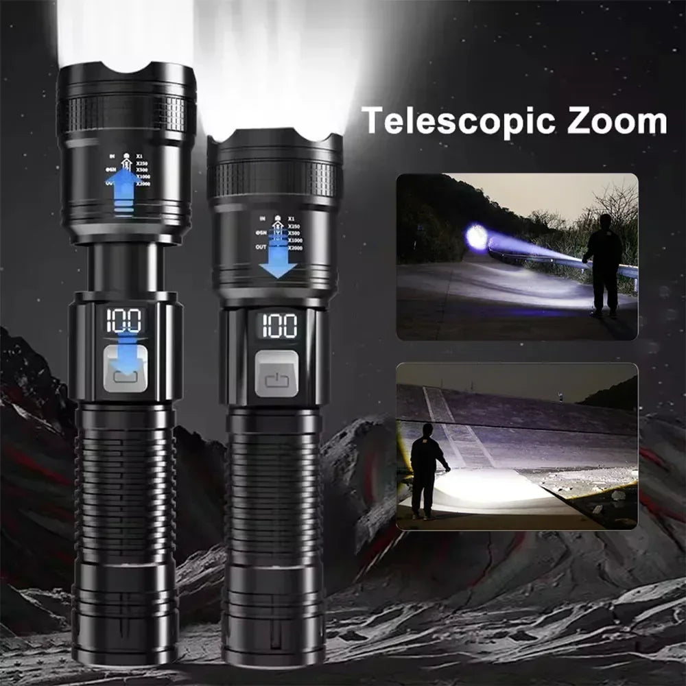 2Pack Super Bright Flashlight Rechargeable LED Long Range Tactical Torch Lamp for Outdoor Waterproof Camping Fishing Lantern Oasis Select