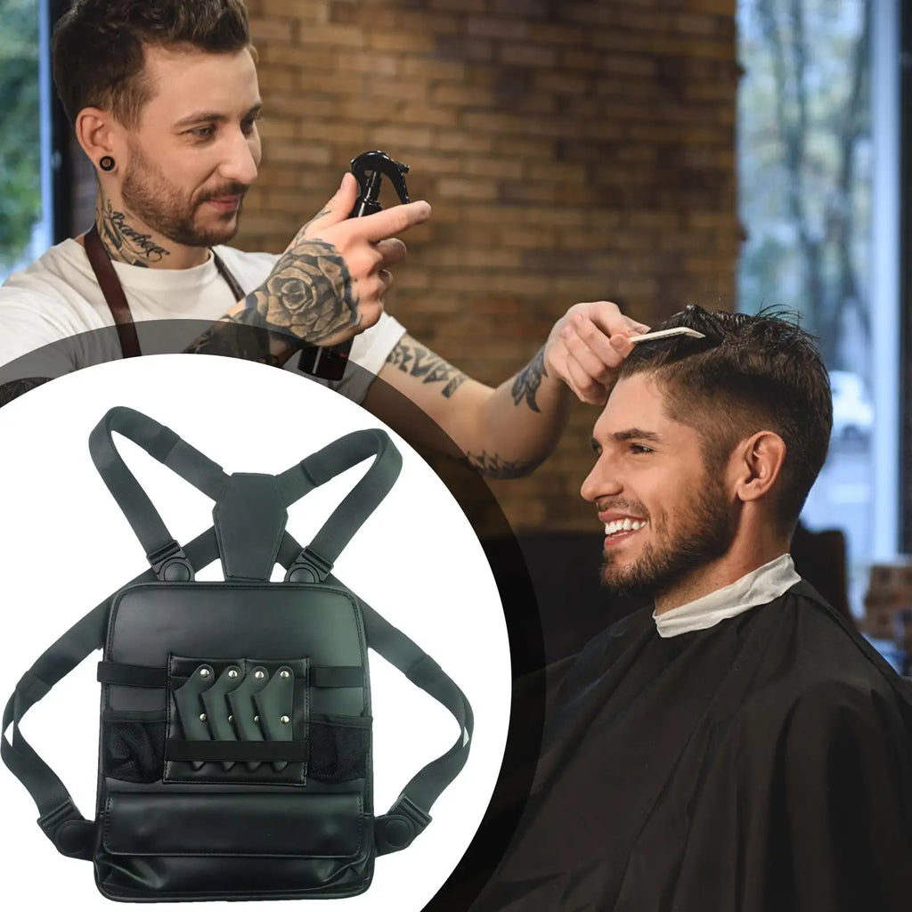 Clipper Bag PU Leather Backpack Chest Haircut Accessories Organizer Bag for Scissor Comb Storage Grooming Haircut Shop Oasis Select