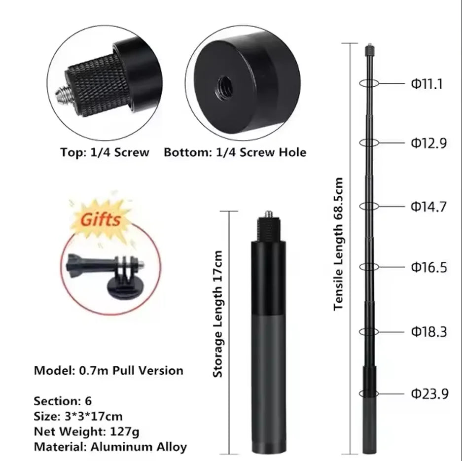 1.2m Invisible Selfie Stick Bullet Time Tripod for Insta360 & DJI
