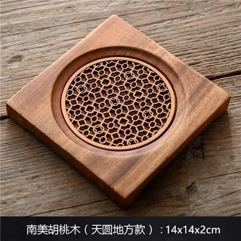 Traditional Walnut Tea Tray Teapot Teacup Solid Wood Tray Mat Office Coffee Cup Trays Home Tea Ceremony Accessories Oasis Select B 14X14X2CM