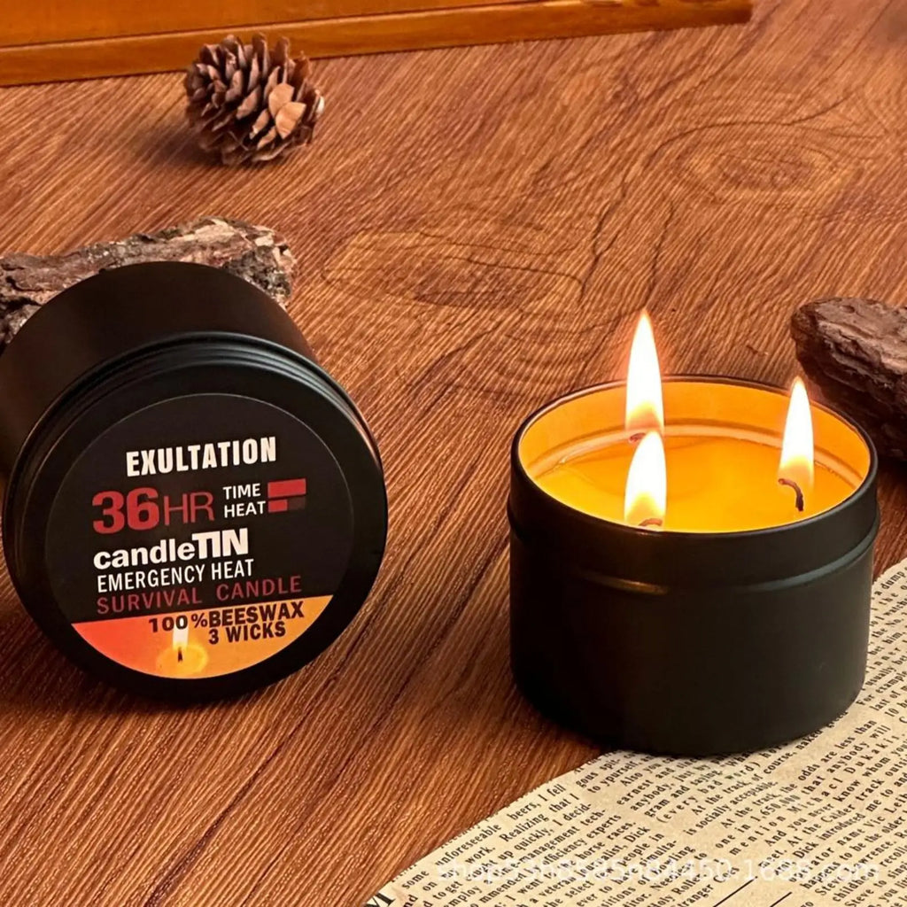 Emergency Candle 36 Hour Survival Candle 3 Wick Odorless Candle With Lid Survival Candle For Picnic Outdoor Camping Fishing Oasis Select