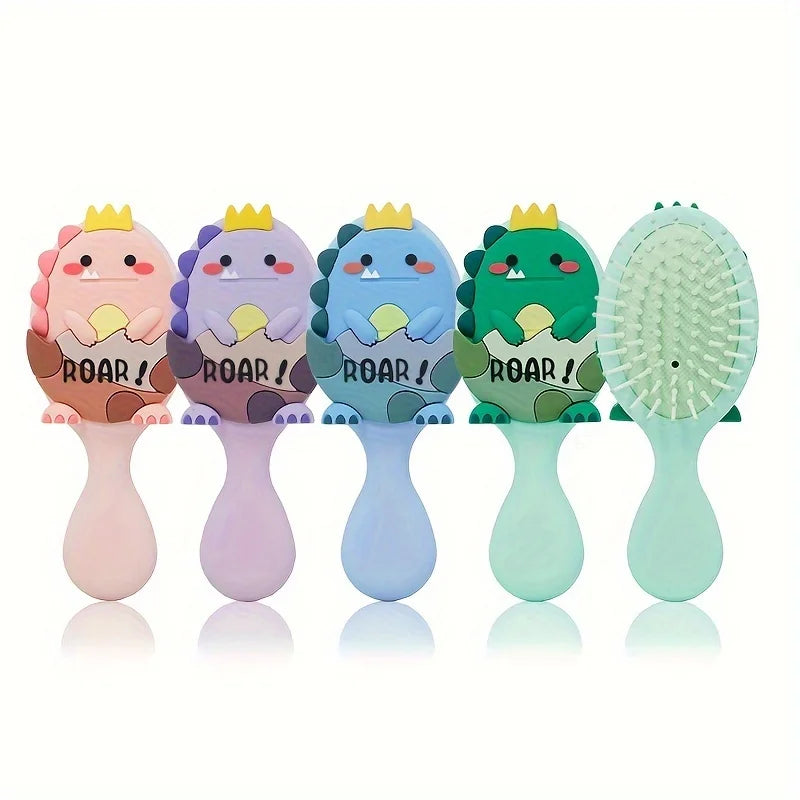 Cute Dinosaur Design Mini Detangling Brush - Air Cushion Scalp Massager for Smooth Hair Oasis Select