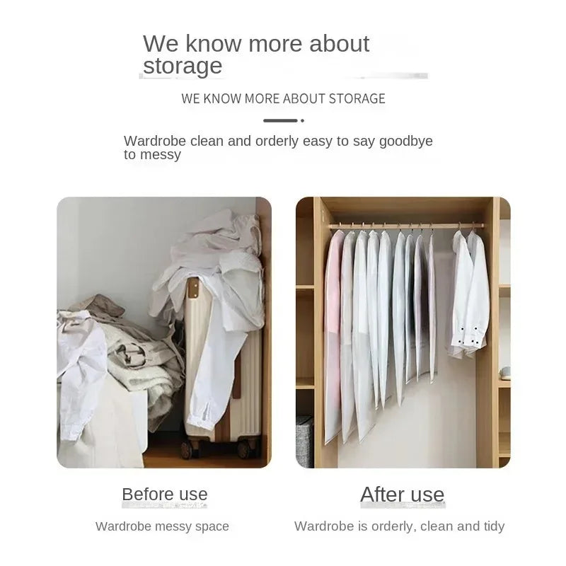 Clothes Dust Cover Transparent Thickened Washable PEVA Hanging Suit Coat Protector Household Storage Bag for Wardrobe Oasis Select