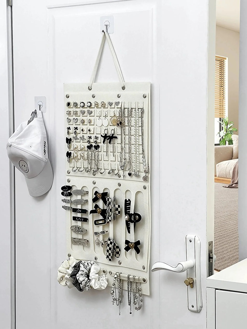 1pc Felt Hanging Jewellery Organiser, Necklace Ring Earrings Storage Bag, Simple Multifunctional Felt Jewellery Display Case Oasis Select
