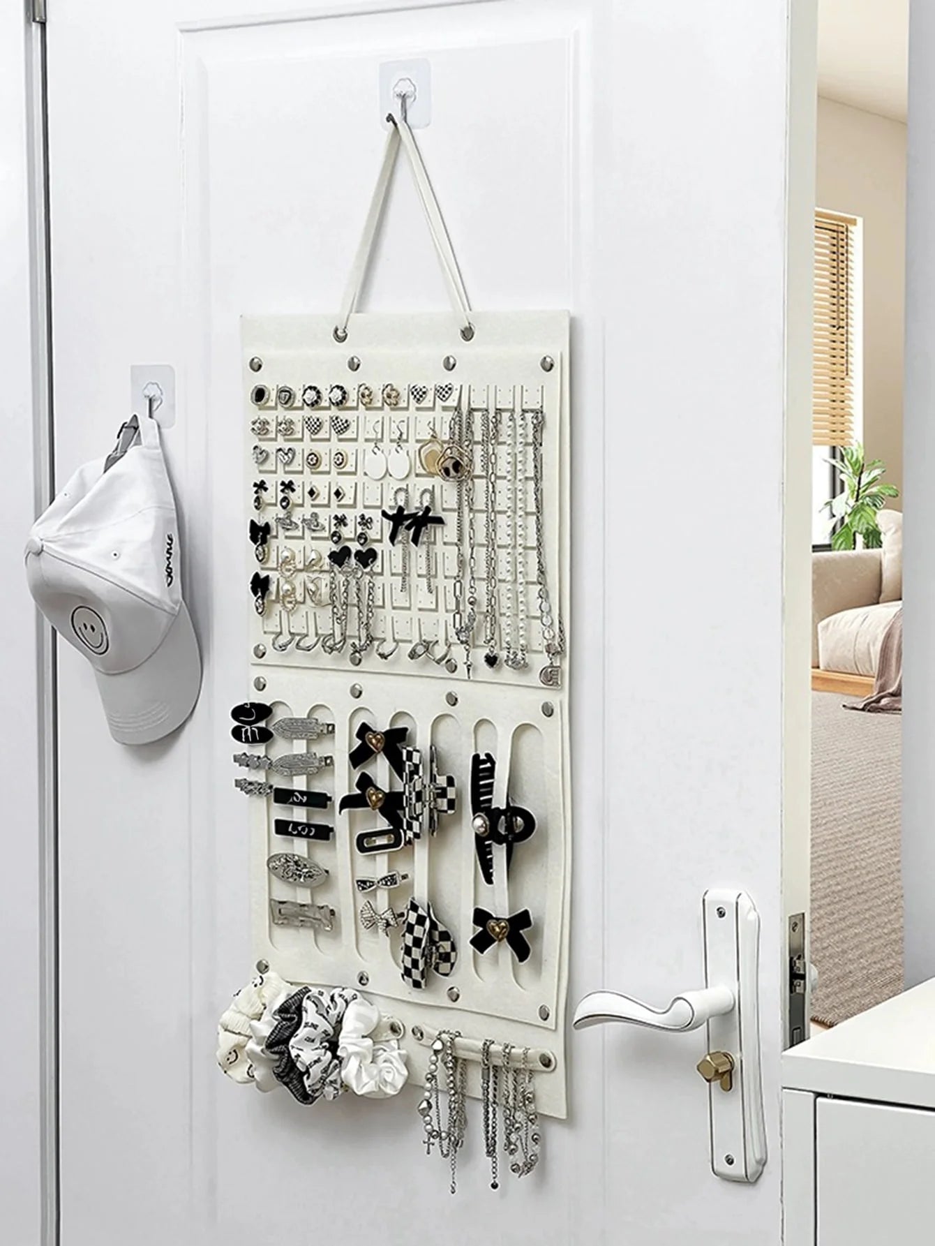 1pc Felt Hanging Jewellery Organiser, Necklace Ring Earrings Storage Bag, Simple Multifunctional Felt Jewellery Display Case Oasis Select