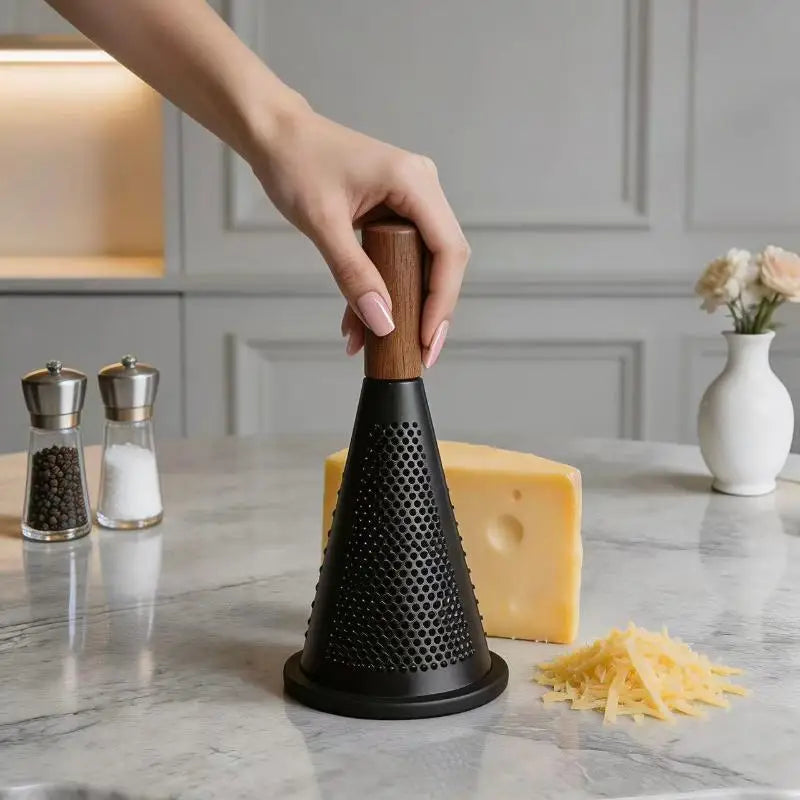 Stainless Steel Grater Wood Handle Multi-Use Kitchen Gadget For Cheese Vegetable Chocolate Garlic Potato Tomato Grating Tool Oasis Select