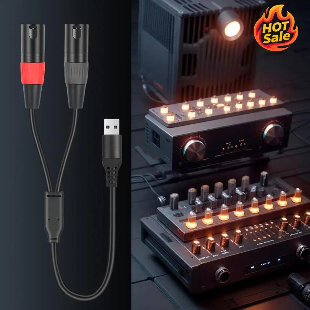 PC USB To Stereo Audio Cable Converter USB A To 2 XLR Male Stereo Audio Cable for Speaker Power Amplifier Oasis Select