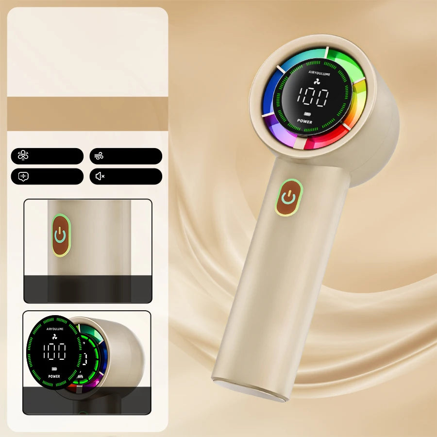 URGGU Handheld Fan 100 Speeds 3000mAh USB Rechargeable Digital Display